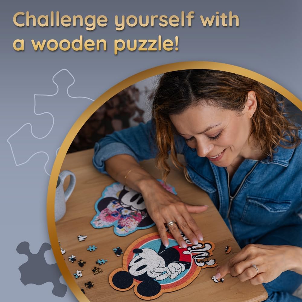Trefl Disney 160 Piece Jigsaw Puzzle Stylish Minnie Mouse Wood Craft Irregular Shapes, 10 Puzzles of Disney Symbols, Modern Premium Puzzle, for Adults and Children from 9 Years Old