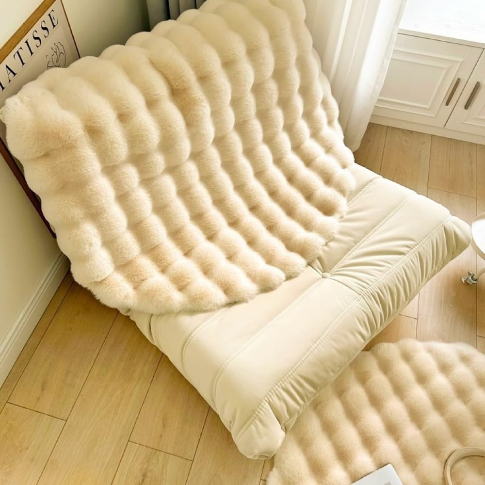 Nyescasa Hochflor Teppich Rund Langflor Wohnzimmer Beige 100cm | Modern Flauschig Weich Runder Kunstfell Teppich für Wohnzimmer Kinderzimmer Schlafzimmer Flur