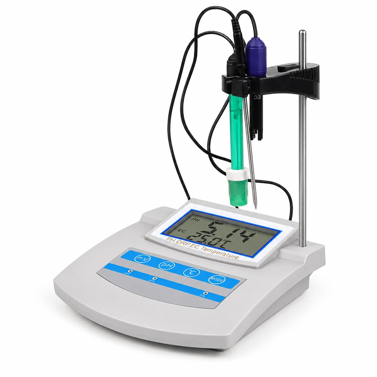 Medidor de pH de la encimera digital 6-en-1 probador de laboratorio con compensación temporal, mide el pH ORP TDS EC CF para el acuario de análisis de suelos de la pesca Monitor de calidad del agua de