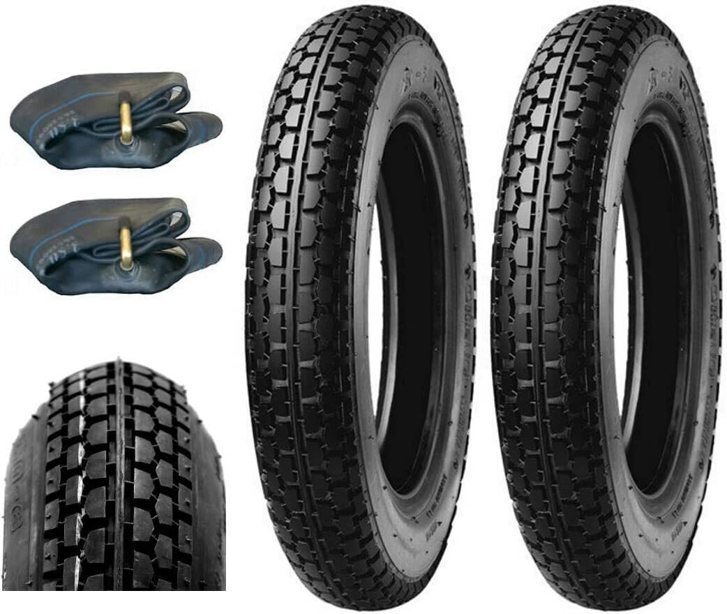 2 Pneumatici Duro 2.50-8 + Camere d'Aria Pneumatici HFT216 TT COPERTONI 4PR GOMME Ruota Scooter Moto Industriale Anteriore Posteriore