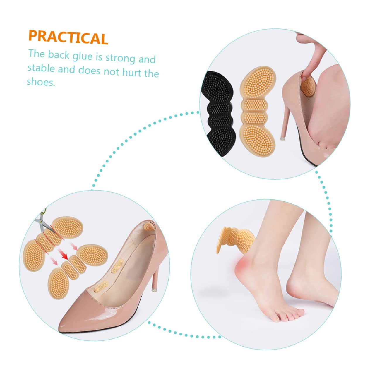 Healeved 4 Sätze Schmetterlingsanhänger Schuhreparatur Fußschellen Fußbett Shoe Mat Fersenkissen Schuhabsatzeinlagen Sneaker Fersenpolster Verschleißfester Fersenhalt Kieselgel 4 Paare * 4