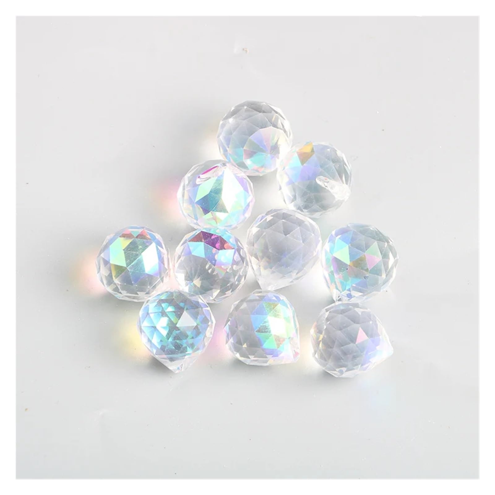 tianwandong 10 stücke Klar Facettierte Kristall Ball Glas Suncatcher Prismen Anhänger Lampe Kronleuchter Teile Fengshui Beleuchtung Zubehör 20/30/40mm(AB,10pcs-40mm ball)