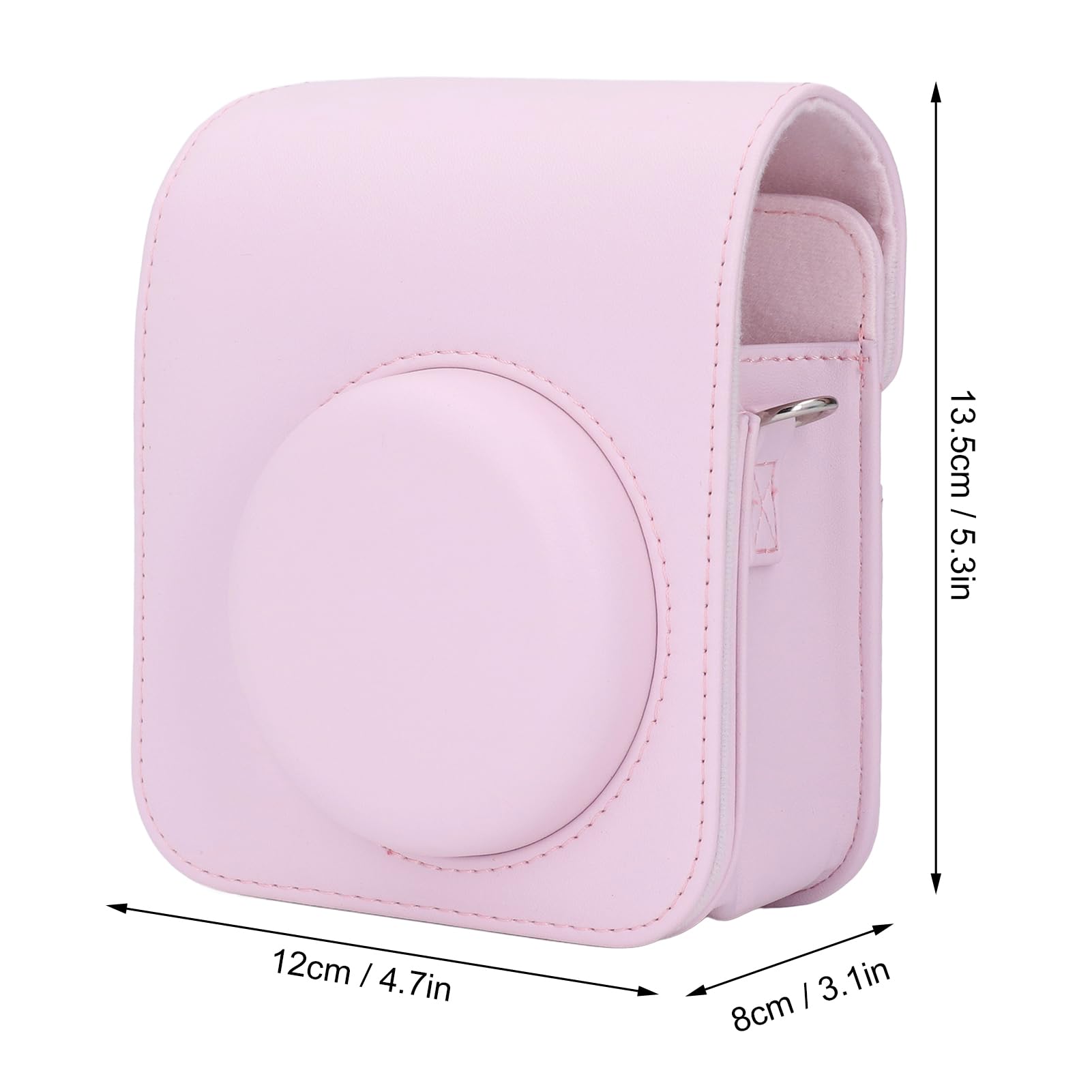 Custodia portatile per fotocamera istantanea in pelle PU retrò per fotografia Mini12 (Rosa)