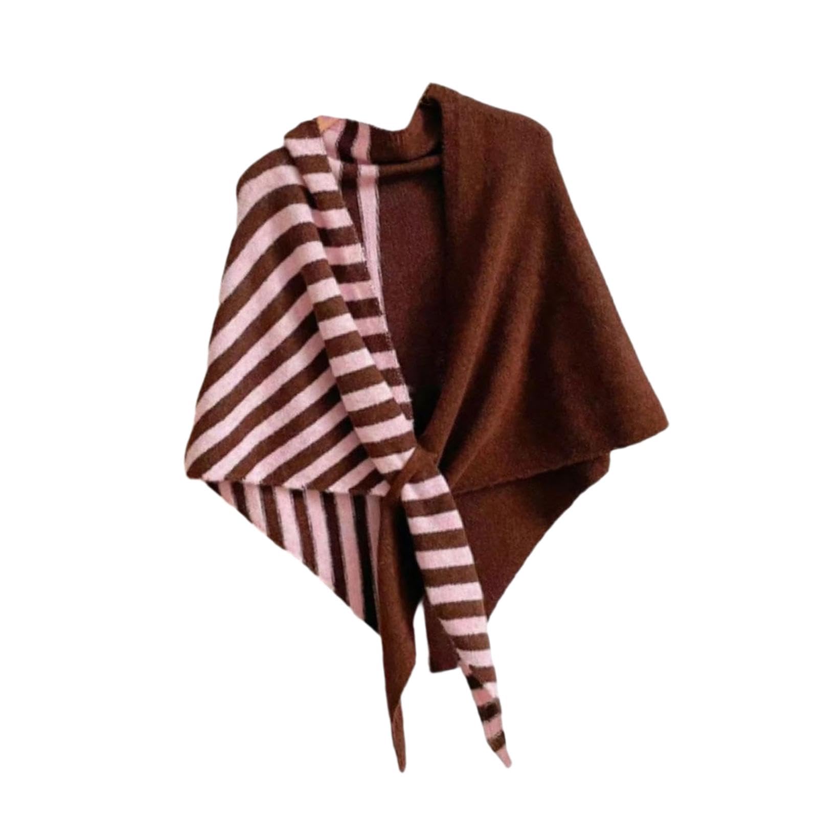 velura Club Bollywood®Women's Triangle Striped Shawl Cozy Cross Cape for Dresses Autumn and Winter Dark Brown and Pink|Clothing Shoes & Accessories|Womens Accessories|Scarves & Wraps-picture-45