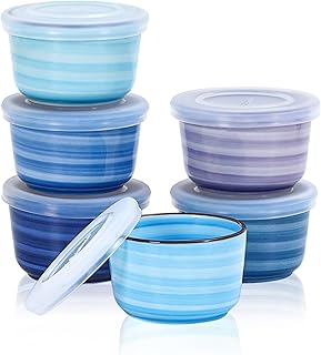 Selamica Ramekins with Lids, 6 oz Ramekins Oven Safe for Creme Brulee, S...