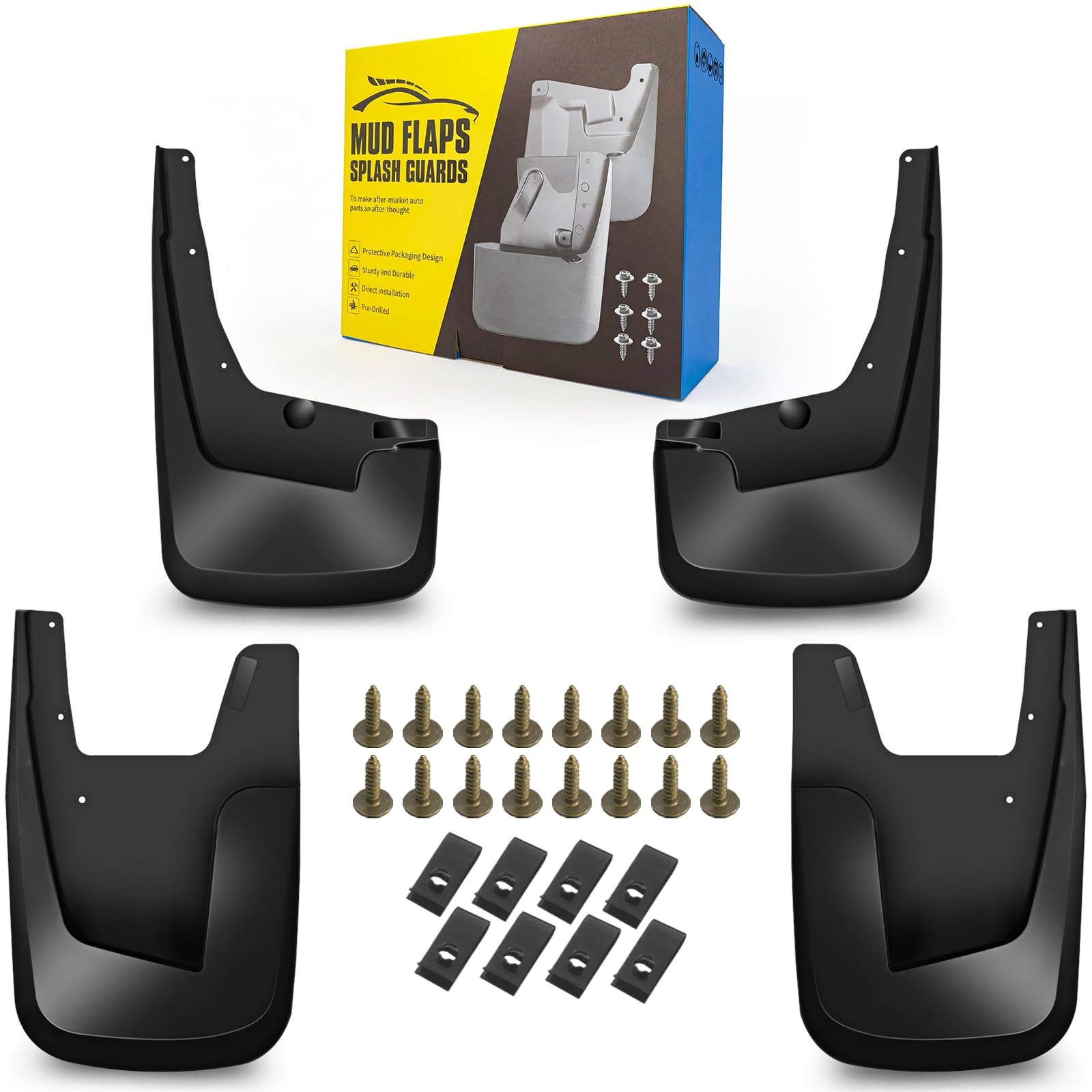 Mud Flaps Fit for 2019-2023 Ram 1500 Splash Guards, Fit for Without OEM Fender Flares, (Excl. Dual Rear Wheels or 1500 Classic Models), Dedicated Mudguard for Four Seasons Protection, 4pc Front/Rear