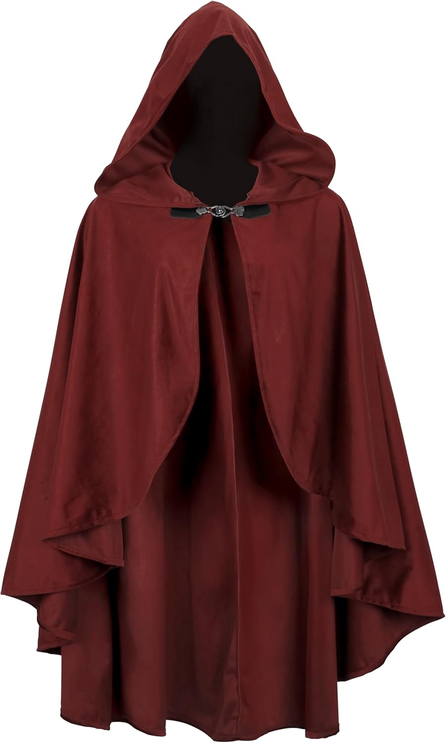 MCJC Medieval Hooded Cloak, Halloween Costume Cape, Black Velvet with Hood, Renaissance Robe - Image 3