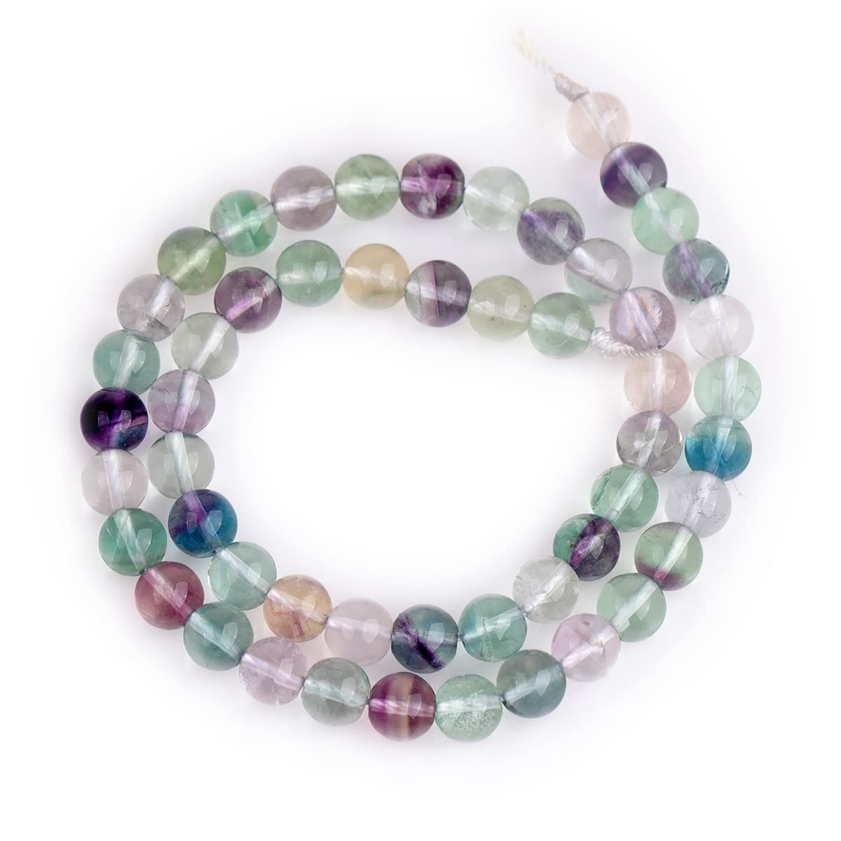 Gem-Inside Perles Rondes Semi-précieuses Naturelles De Qualité AAA Pour Fabrication De Bijoux - 8 Mm - Fluorite Arc-en-ciel - 38,1 Cm