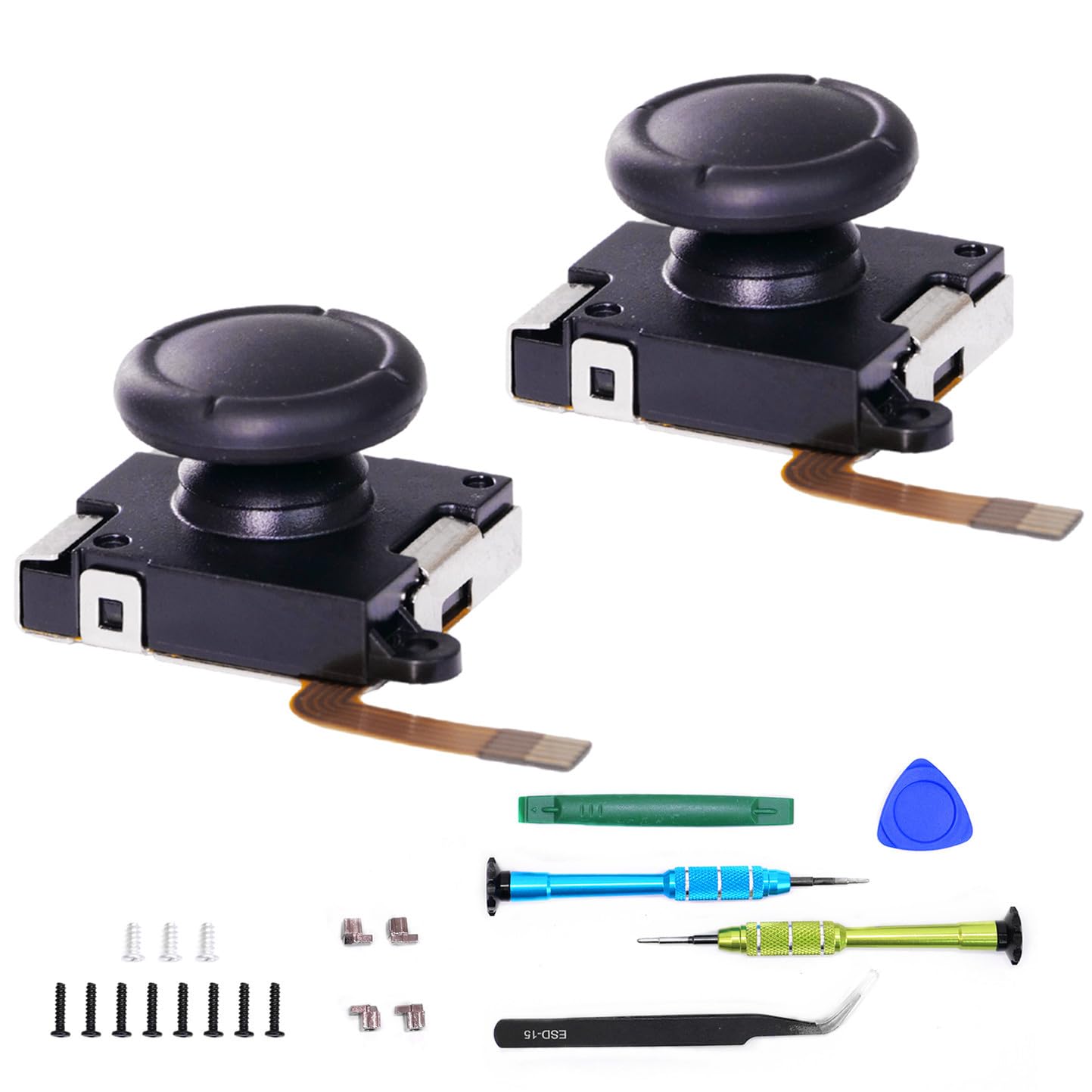 K-Silver Joycon Joystick Replacement for Switch, Switch Lite & OLED, No Drift TMR Electromagnetic Joystick Thumbsticks Repair Kits (4)