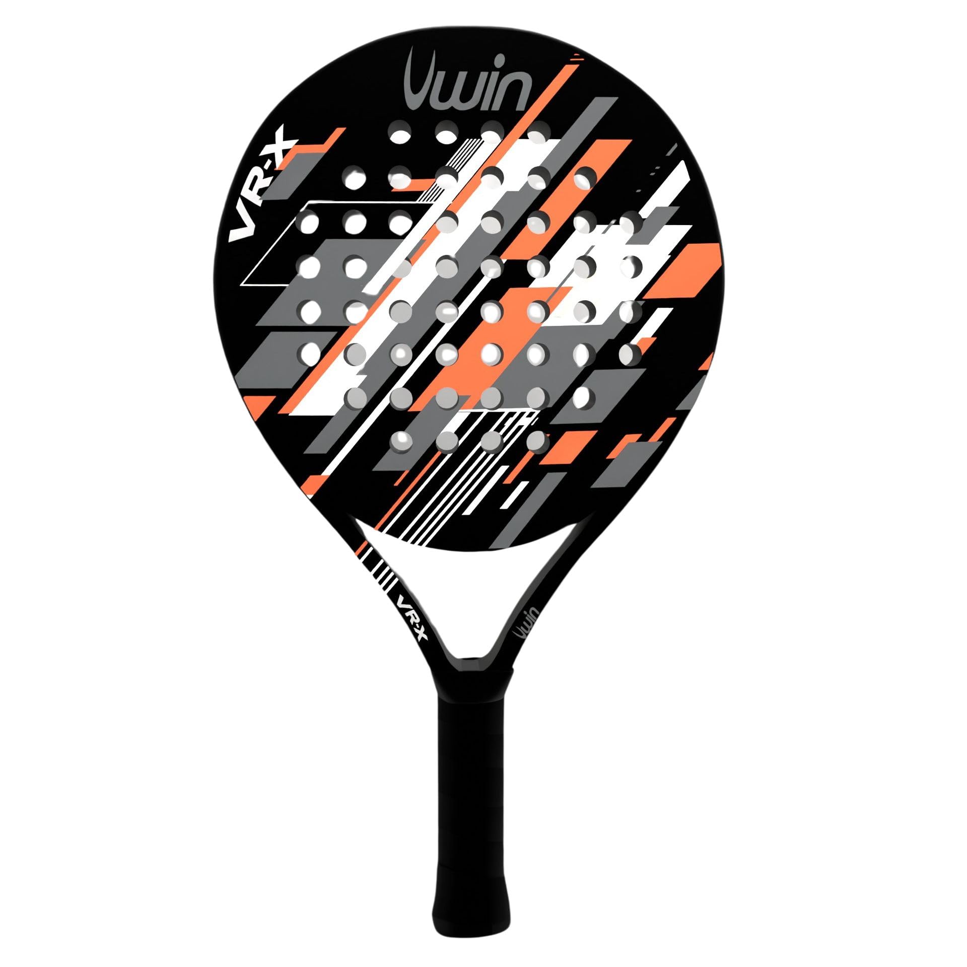 Uwin VR-X Junior - Racchetta da padel per bambini, telaio in fibra di vetro leggera, anima morbida EVA 13, forma rotonda con punto dolce centrale, finitura opaca, arancione, bianco, grigio