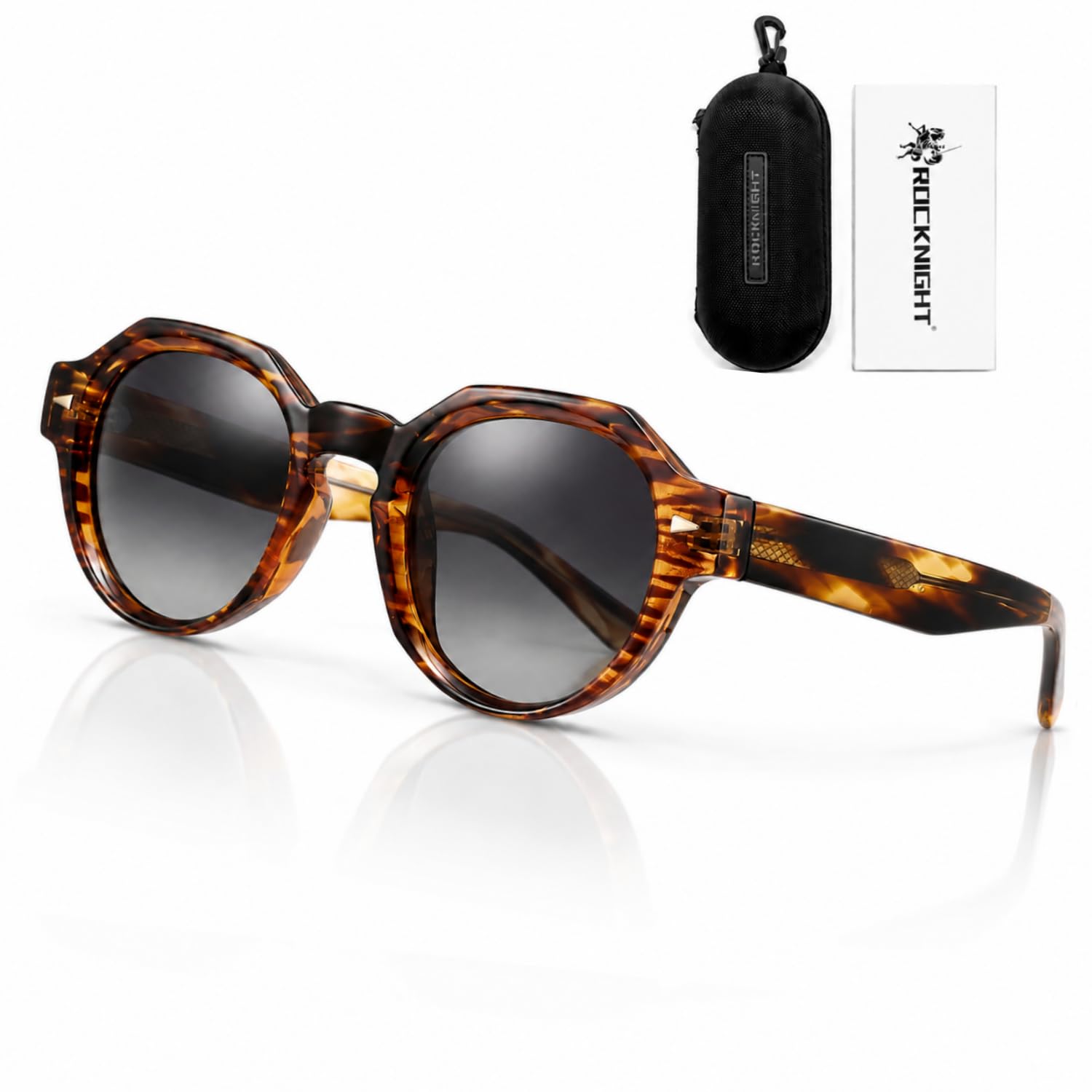 ROCKNIGHT Gafas de sol polarizadas de acetato de diseño retro italiano, unisex, protección UV, marco duradero para cara pequeña y mediana