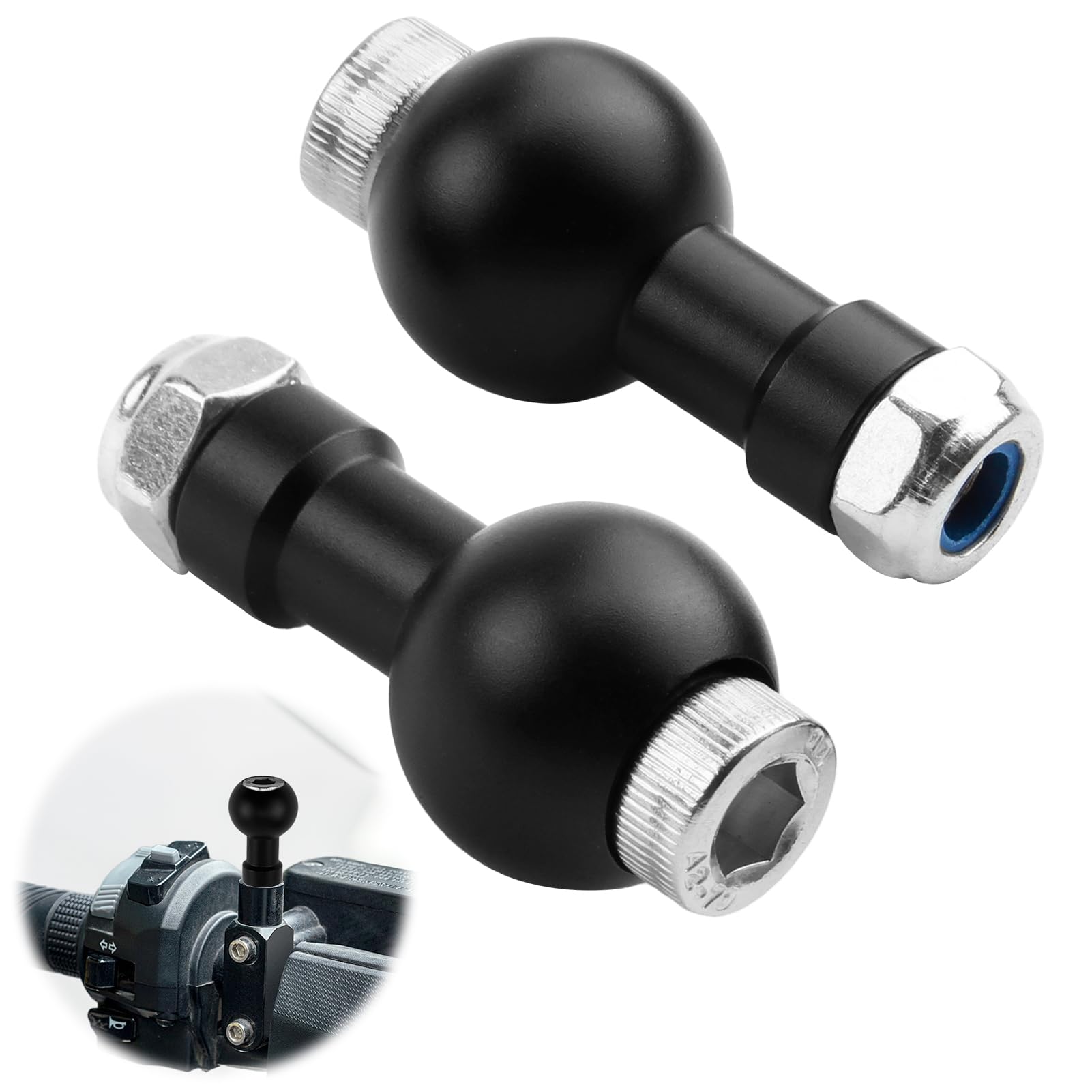 2er-Set Aluminium Kugelkopf-Adapter (17mm Kugel, M6 Gewinde) - Universal Stativkopf für Kameras & Smartphone