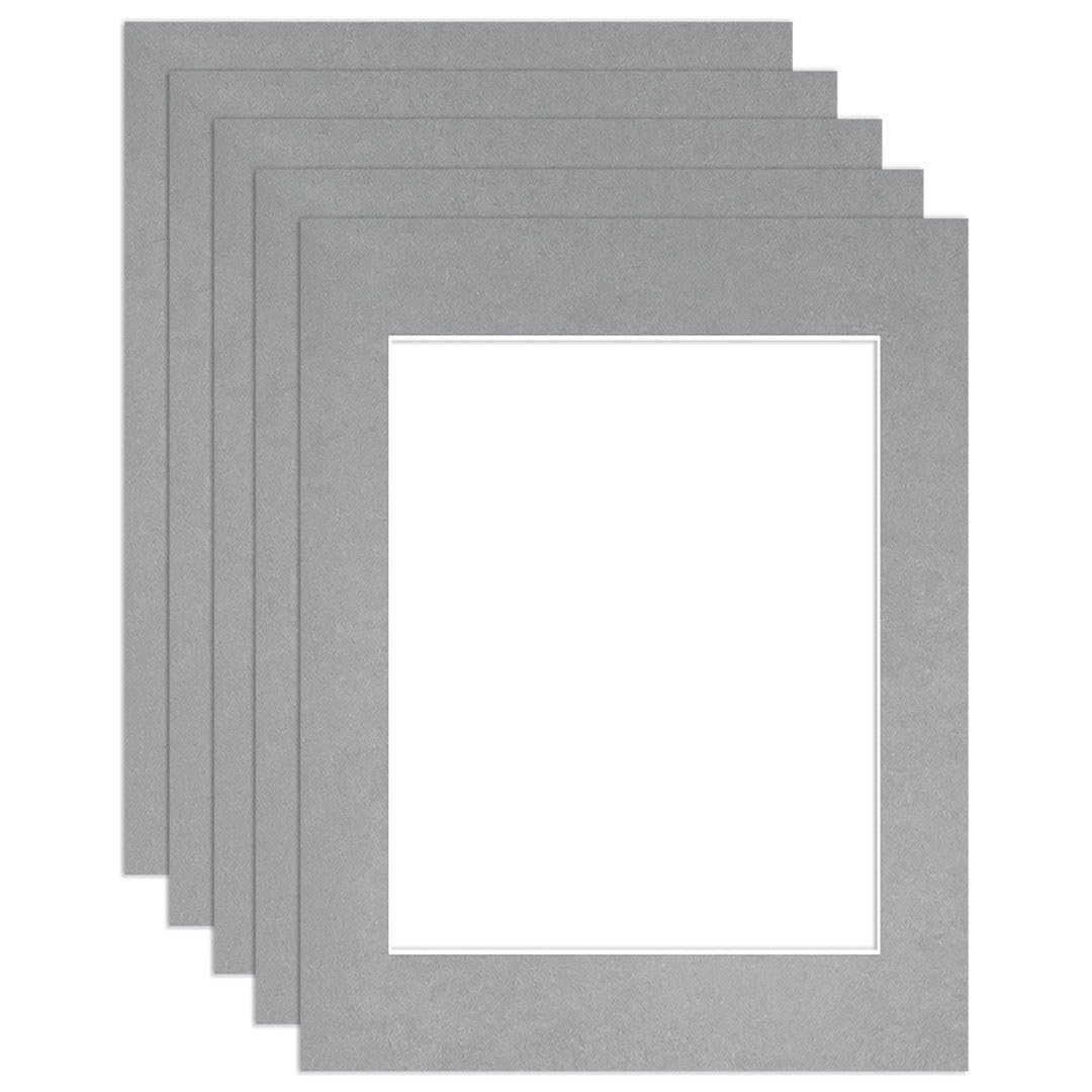 Procut Global 14x11" Mid Grey Picture Mounts to Fit 10x8" Aperture - Precision Cut Cardboard Photo Mount - Ideal for Frames, Prints, Artwork & Certificates - Sizes & Colours Available - 5 Pack — image 1