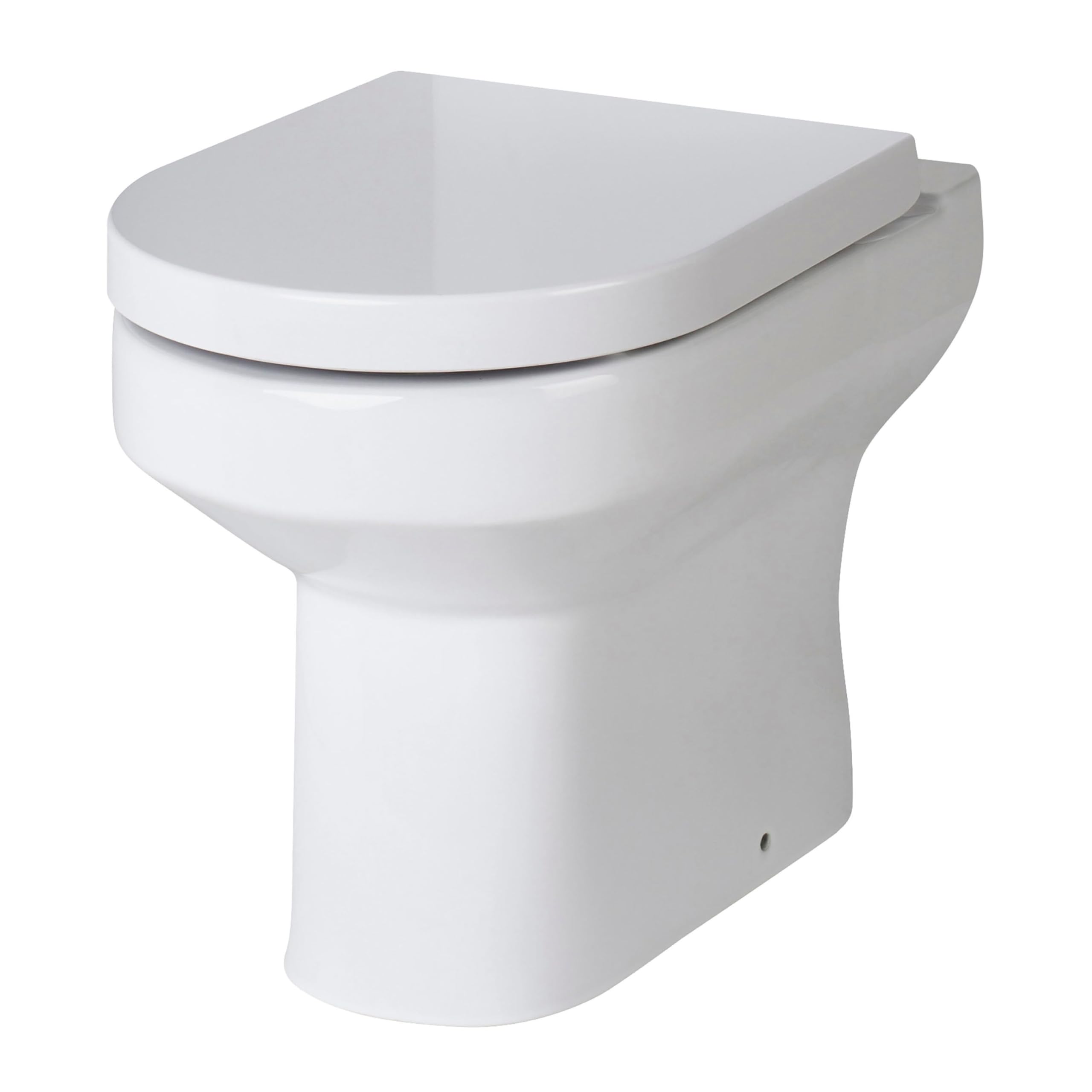 Balterley Round Back to Wall Toilet Pan, Round Design Back-to-Wall Toilet Unit, Space Saving Toilets for Bathroom, Easy to Clean BTW Toilets for Bathrooms - 370mm x 520mm x 410mm (White)