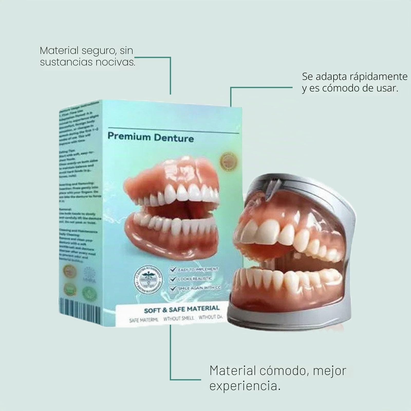 Prótesis dentales completas, solución flexible de última generación para prótesis completas, ideal para mayor comodidad y estética, dientes cómodos y de aspecto natural (2pcs)