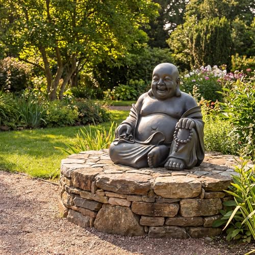 Estatua Buda Risueño Grande 16x18 Pulgadas Decoración zen miniatura 4