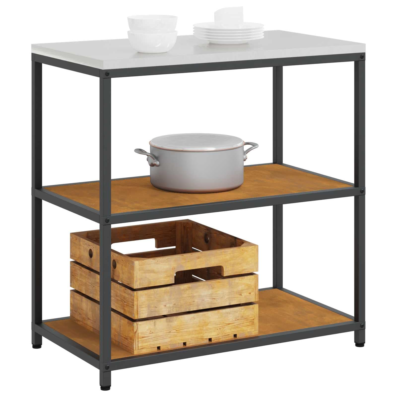 HATTEM przechowywanie kuchenne rdza, 90 x 50 x 92 cm stal | Wytrzymała stalowa rama, półki panelowe, nowoczesne wzornictwo, łatwy montaż, nadaje się do użytku na zewnątrz