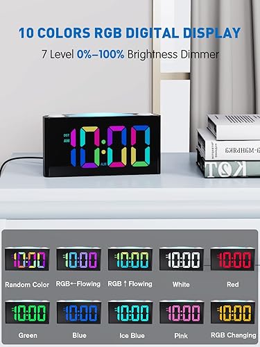 Miniatura 3 de PPLEE RGB Vibrating Alarm Clock for Bedroom-Digital Clock with Bed Shaker,Super Loud Alarm Clock for Heavy Sleeper Hearing Impaired Deaf,Large Big