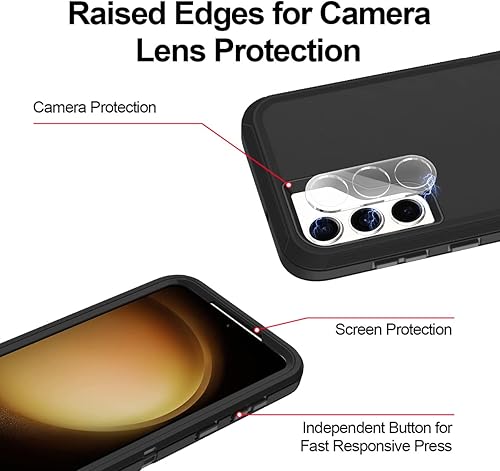 Miniatura 3 de I-HONVA Funda para Samsung Galaxy S23, Galaxy S23 de 6.1 pulgadas con 2 protectores de pantalla de vidrio templado + 2 protectores de lente de