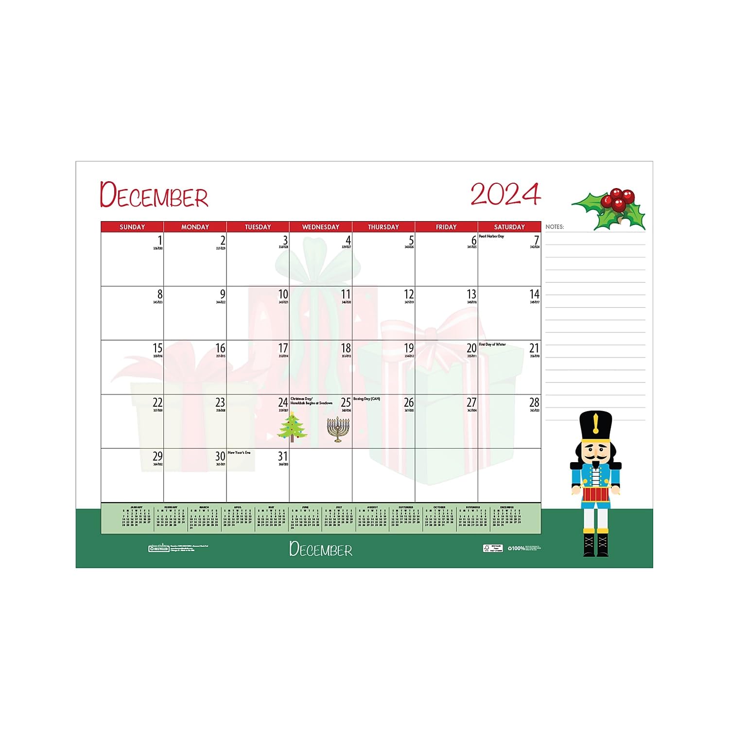 2024–2025 House of Doolittle saisonale Feiertagsdarstellungen, 55,9 x 43,2 cm, akademischer Monats-Schreibtischunterlage, Kalender (1395–25)