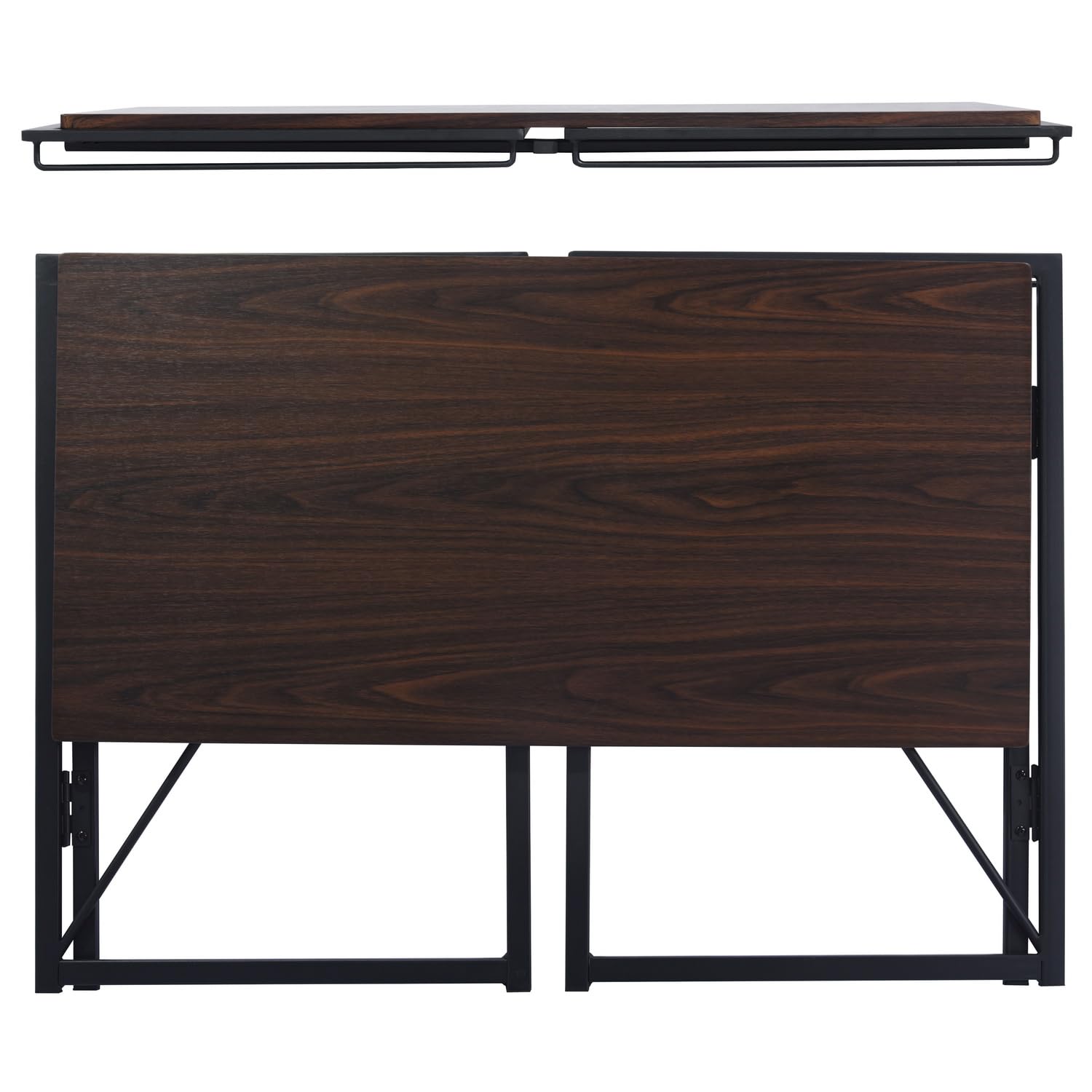 FurnitureR Tables Consoles de Couloir, Table D'appoint Pliable pour l'entrée, Table de Rangement pour Le Couloir, Cadre en MDF et Métal, Pas de Montage Nécessaire, 100 x 50 x 75cm, Nnoyer