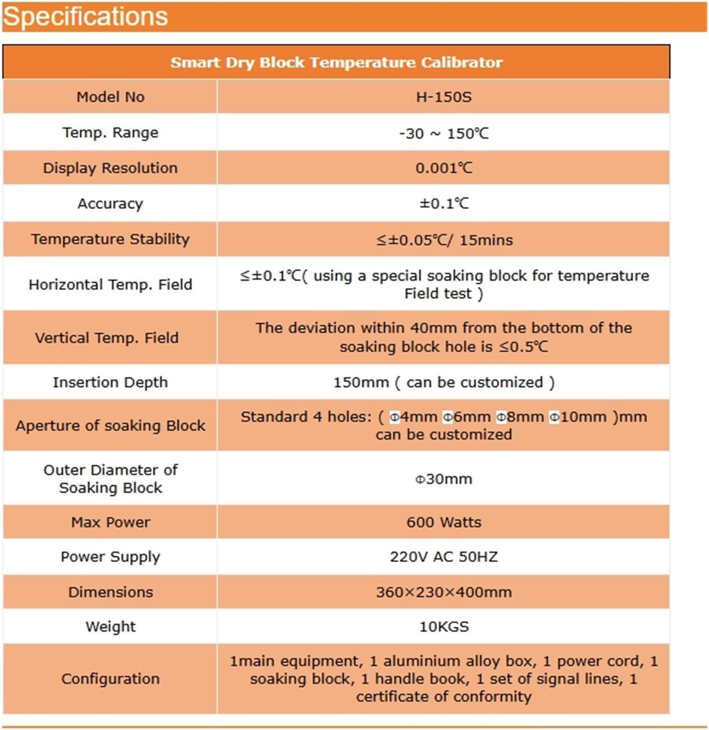 Arionyx -30℃ ~ 150℃ Smart Intelligent Portable Dry Block Temperature Calibrator H-150S(300C-1000C 220V)