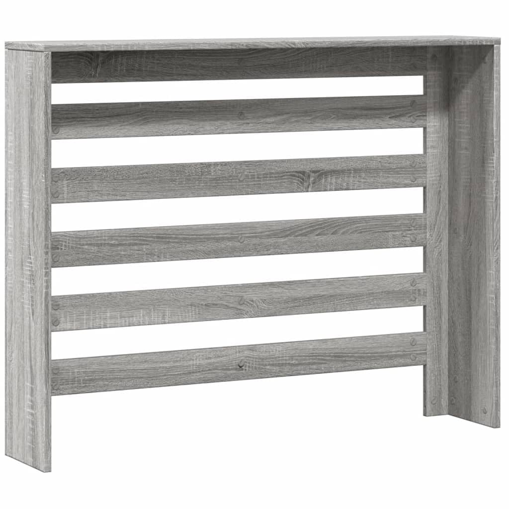 Heizkörperverkleidung Grau Sonoma aus Holzwerkstoff 104 x 20 x 82 cm, mit horizontalen Latten, dekorative Abdeckung für Wohnzimmer, Ablage für Deko, Bücher, Heizkörper Zubehör
