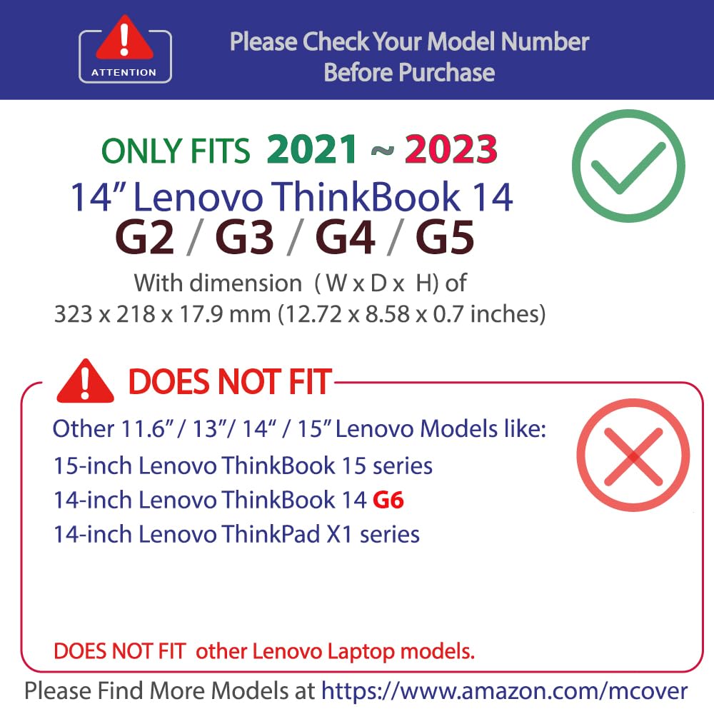 mCover Case ONLY Compatible for 2021~2023 14" Lenovo ThinkBook 14 G2 / G3 / G4 / G5 Series Notebook PC (NOT Working with Other Lenovo Models) - Clear - Image 3