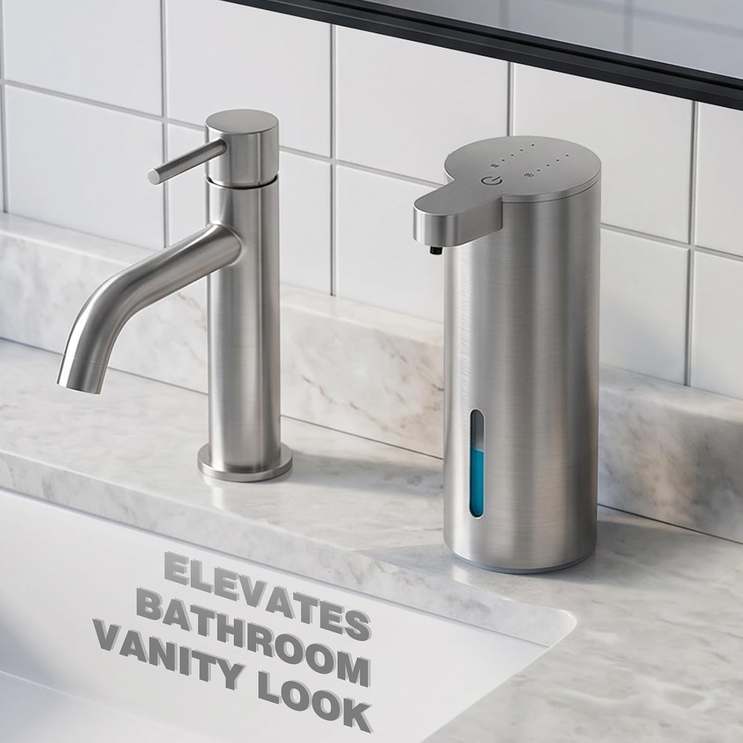Automatic Soap Dispenser, Stainless Touchless Liquid Soap Dispenser, Electric Auto Dish Soap Dispensers Wall Mount, 4 Adjustable Volumes for Kitchen & Bathroom