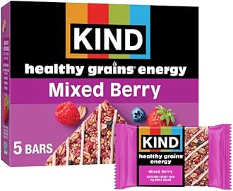 Healthy Grains Energy Bars, Mixed Berry, 19g Whole Grains, Made with Super Grains, Gluten Free Snacks, 5 Ct, 7.1oz
