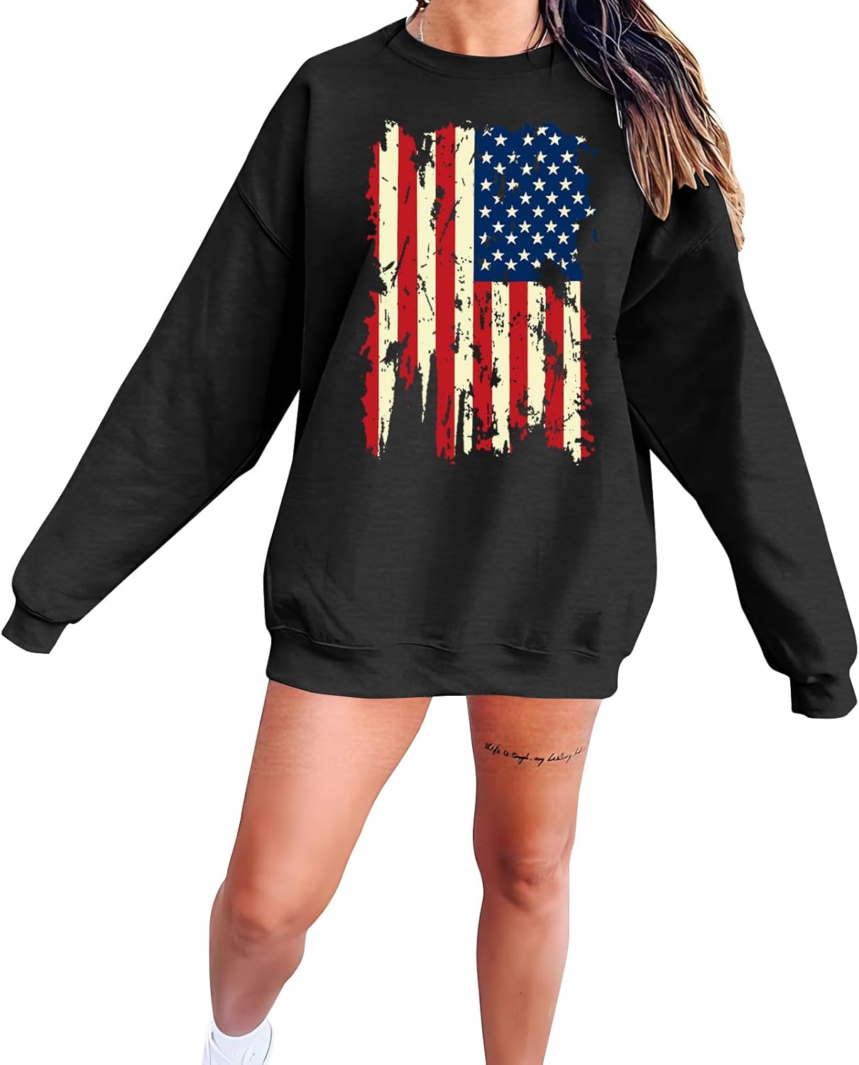 Oversized Usa Sweatshirt Women: Patriotic Tshirt 4th July Shirt Long Sleeve Casual Pullover Tops - Image 4