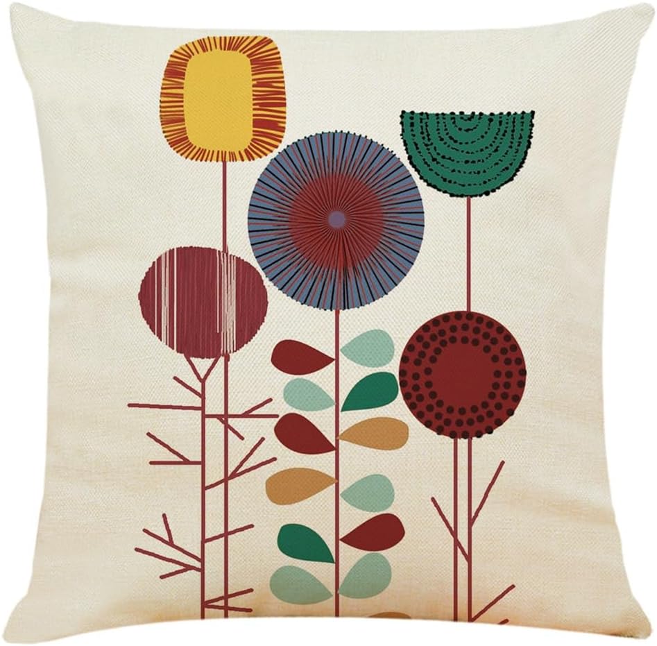 HBJWOV Colorful Hand-Painted Elements Cotton and Linen Car Pillow Cover Sofa Cushion Home Throw