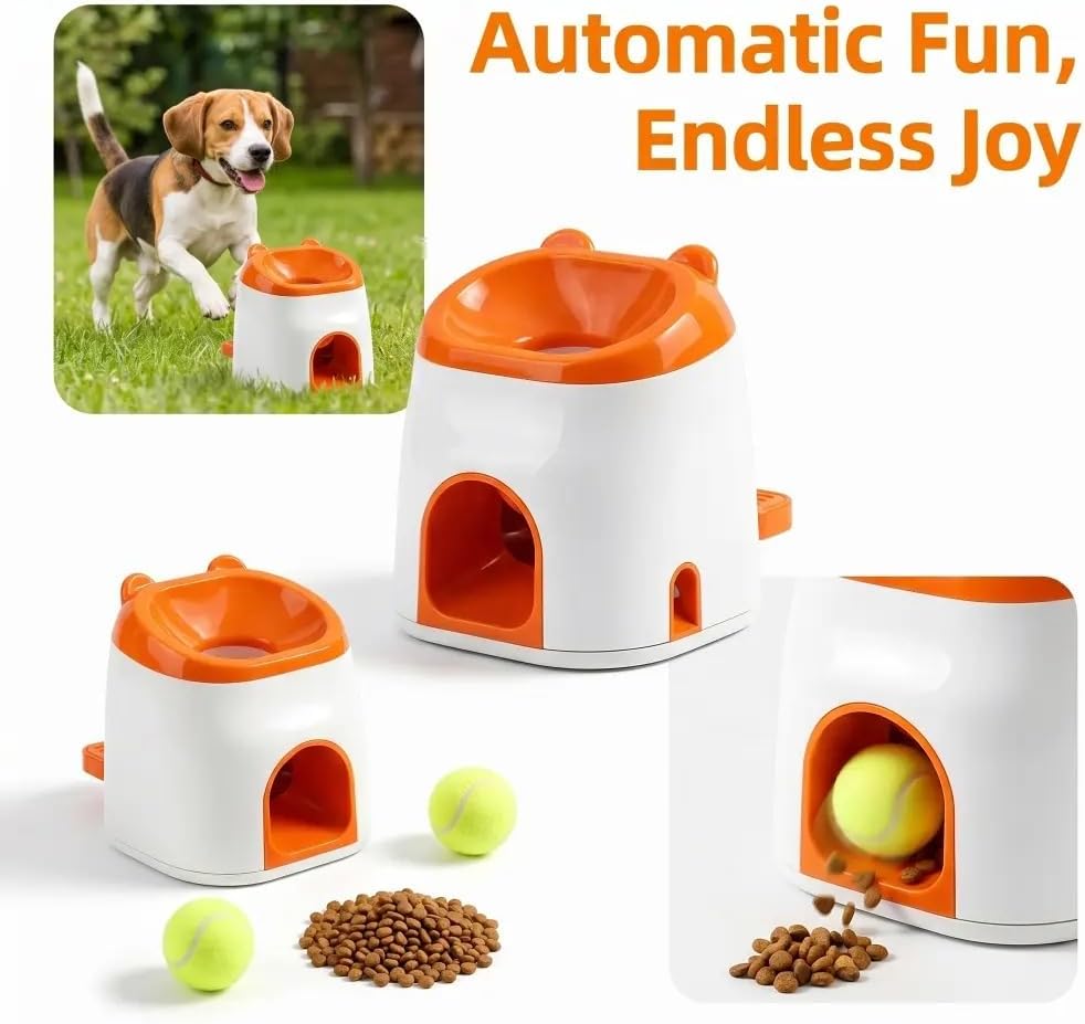 Dog Ball Launcher & Automatic Treat Dispenser - Interactive Spring-Loaded Fetch Toy for Small to Medium Dogs, Mental Stimulation & Exercise Training Equipment for Indoor Outdoor Play (1 PC)
