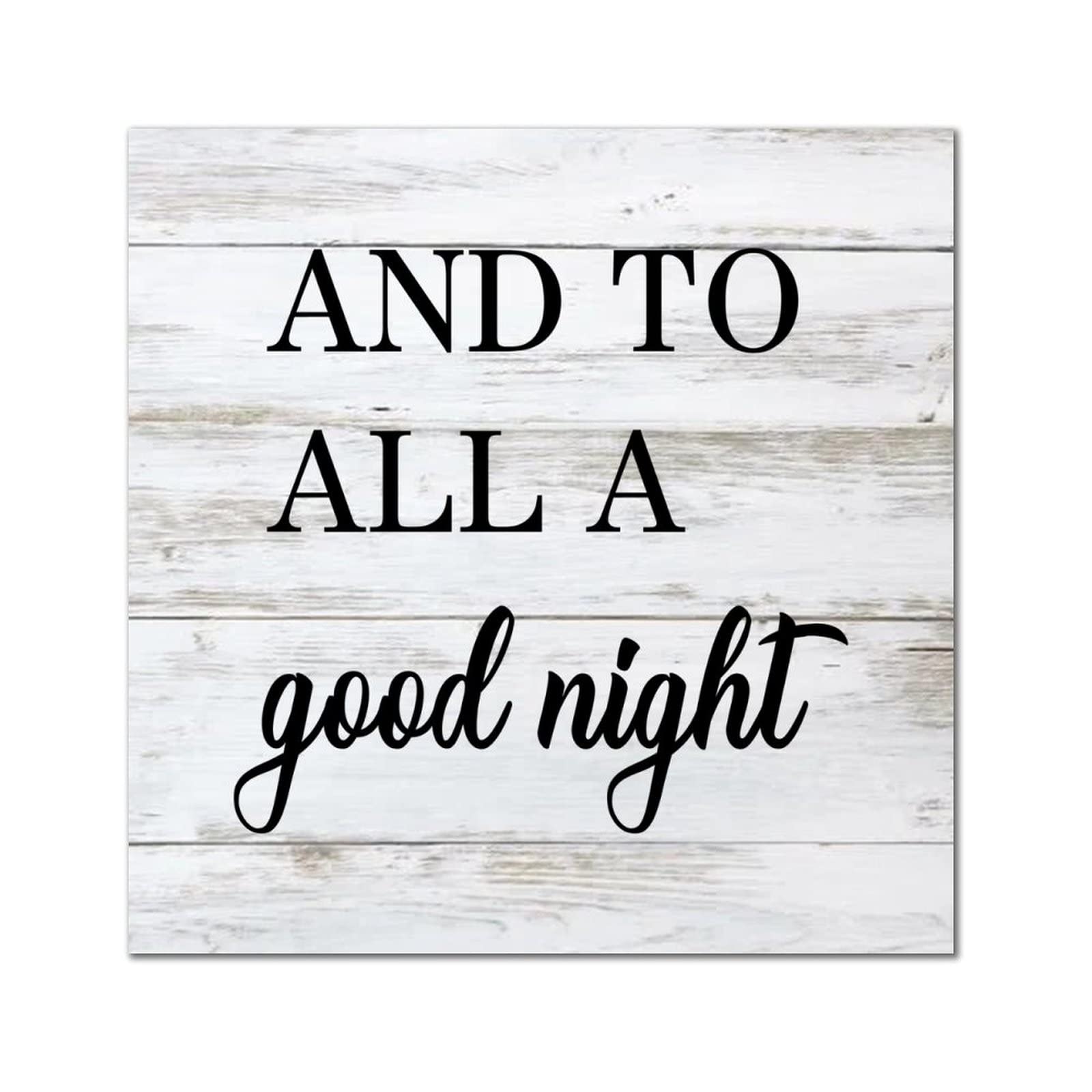 Plaque murale en bois vintage « and to All A Good Night » pour décoration de chambre 30x30 cm