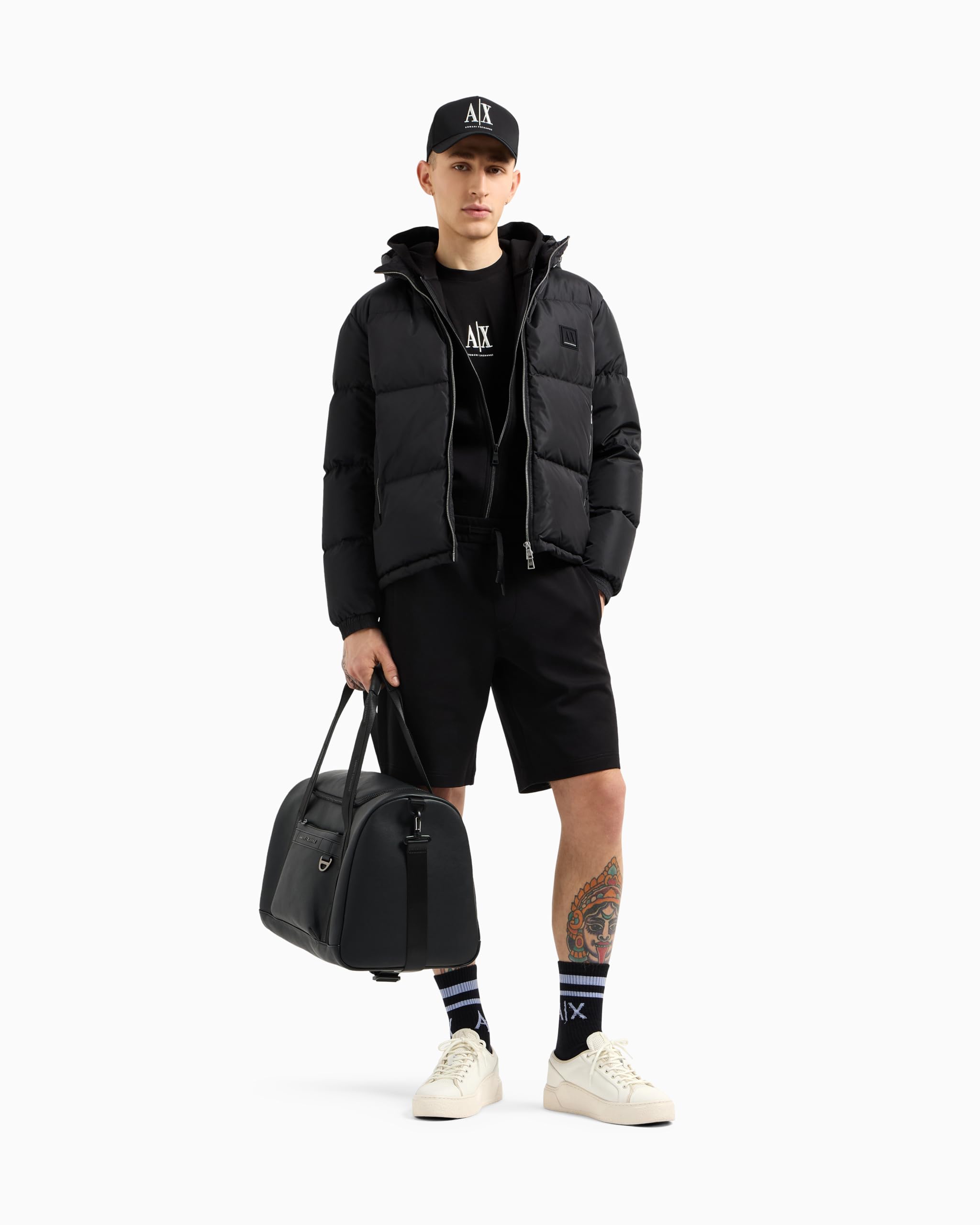 Armani Exchange Men's, Icon project, emboidered logo, full zip Hooded Sweatshirt, Black, L