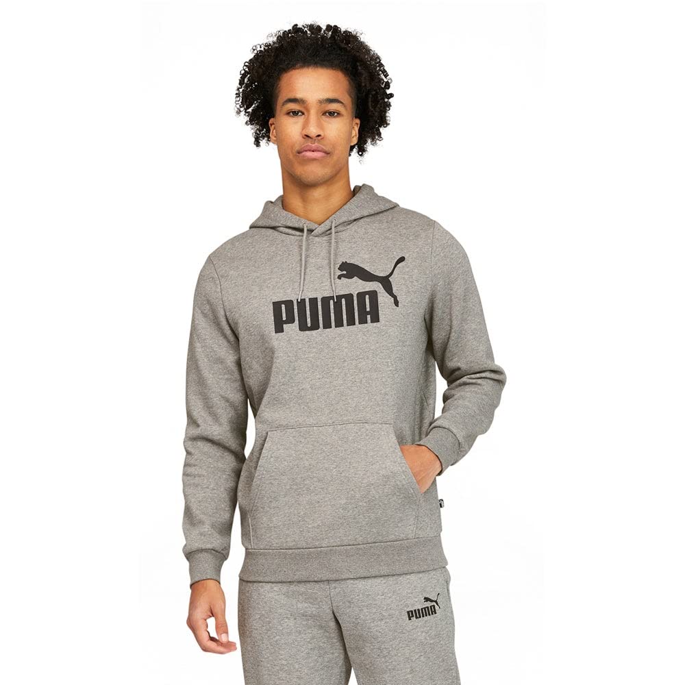 PUMA Men's Essentials Big Logo Fleece Hoodie Bt Hooded Sweatshirt, Medium Gray Heather, M Tall