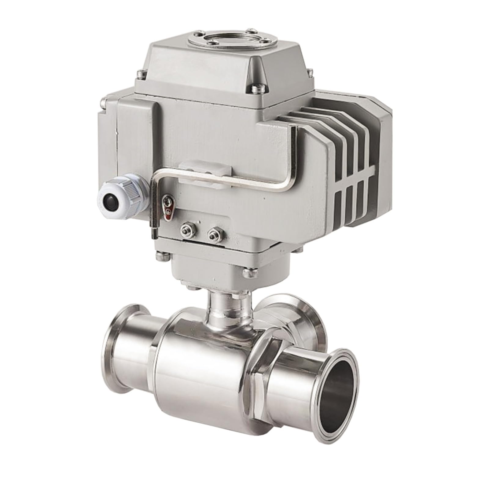 JNVFTCUX 38mm three-way stainless steel sanitary three-clamp ferrule electric ball valve 220V 110V 12V high platform(L TYPE-12VDC)