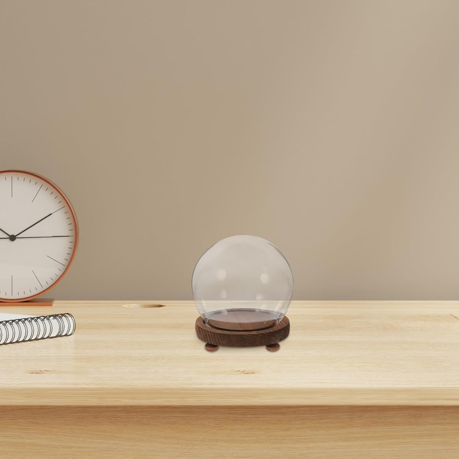 Clear Glass Cloche Display Dome Bell Jar with Wood Base Diy Snow Globe Kit Keepsake Display Case Terrarium for Preserved Plant Succulent Craft 3.9 Inch