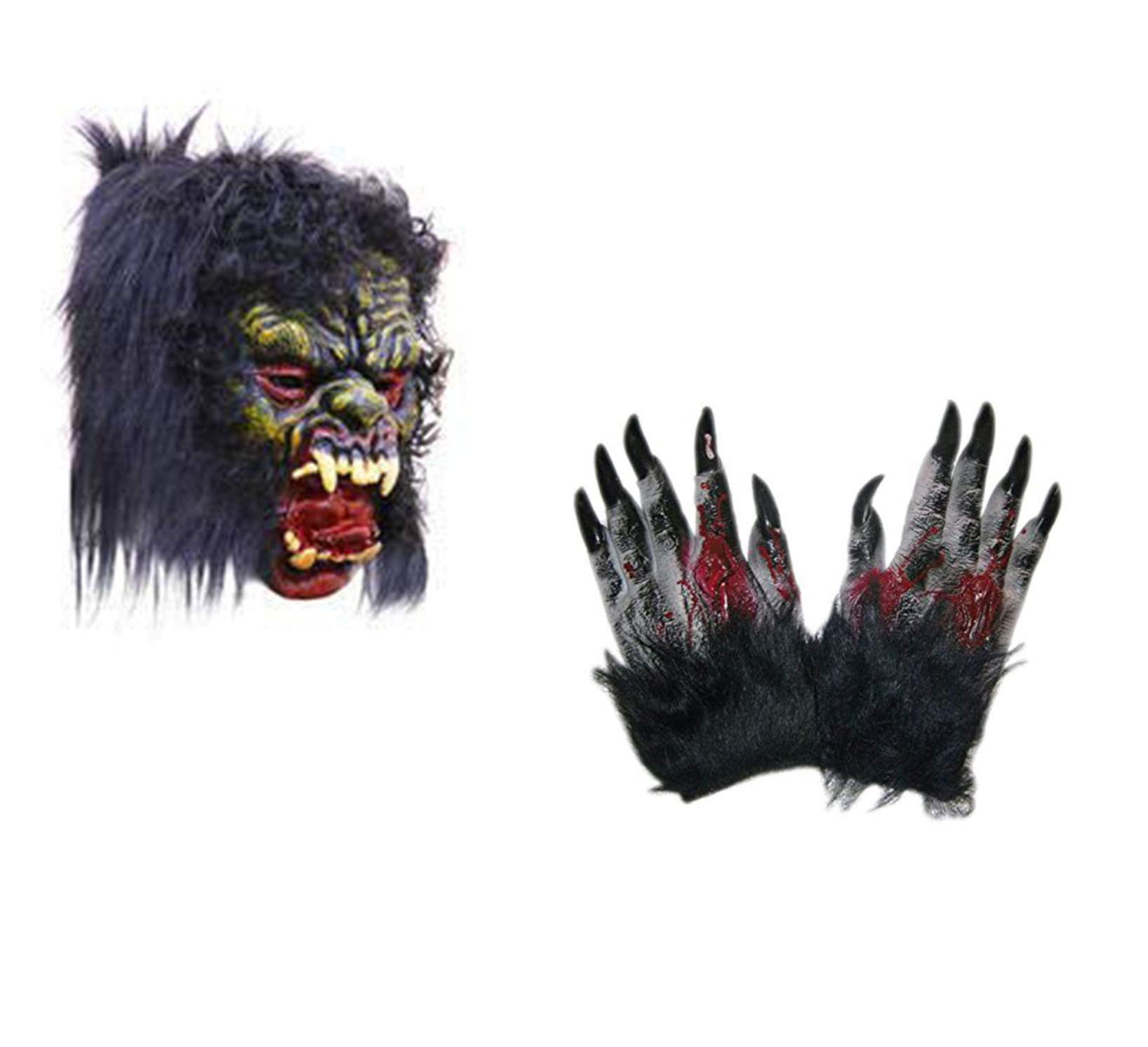 Brown Leaf Fancy face Mask with Halloween Horror Gloves Holi Halloween Festival Costume Horror Scary Color Prank Fun Veil Naqaab Funny Colorful (with Design 2) (B07VQHLHT2) Amazon Price History, Amazon Price Tracker