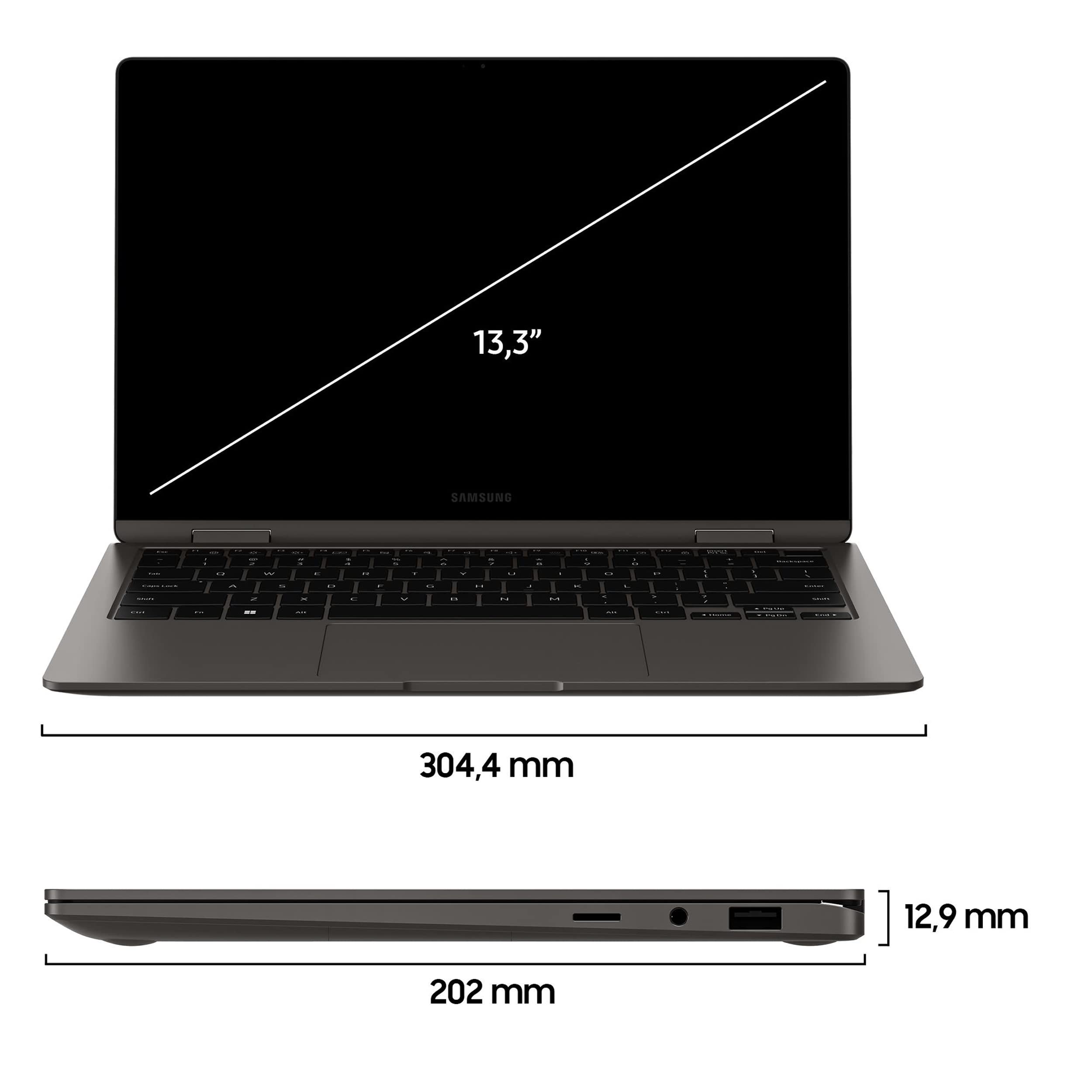 Samsung Galaxy Book3 360 Laptop, 13.3" Super AMOLED, S Pen, Intel EVO, Intel Core i5-1340P 13th gen, 8GB RAM, 256GB SSD, Windows 11 Home, Graphite