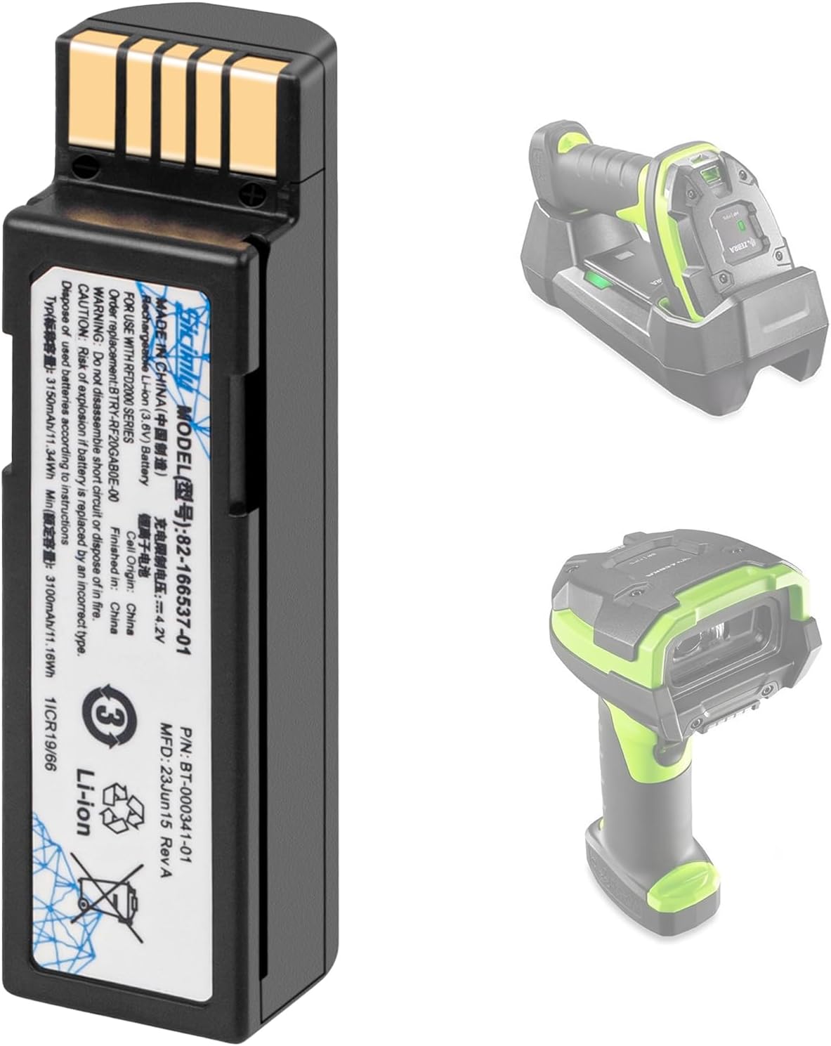 Sicimly for Zebra DS3600 Scanner Battery Replacement: DS3678 DS3600 LI3678 DS3678-SR DS3678-ER LS3678 LS3600 82-166537-01 BT-000341-01 BTRY-36IAB0E-00 BTRY-RF20GAB0E-00 Barcode Scanner 3150mAh