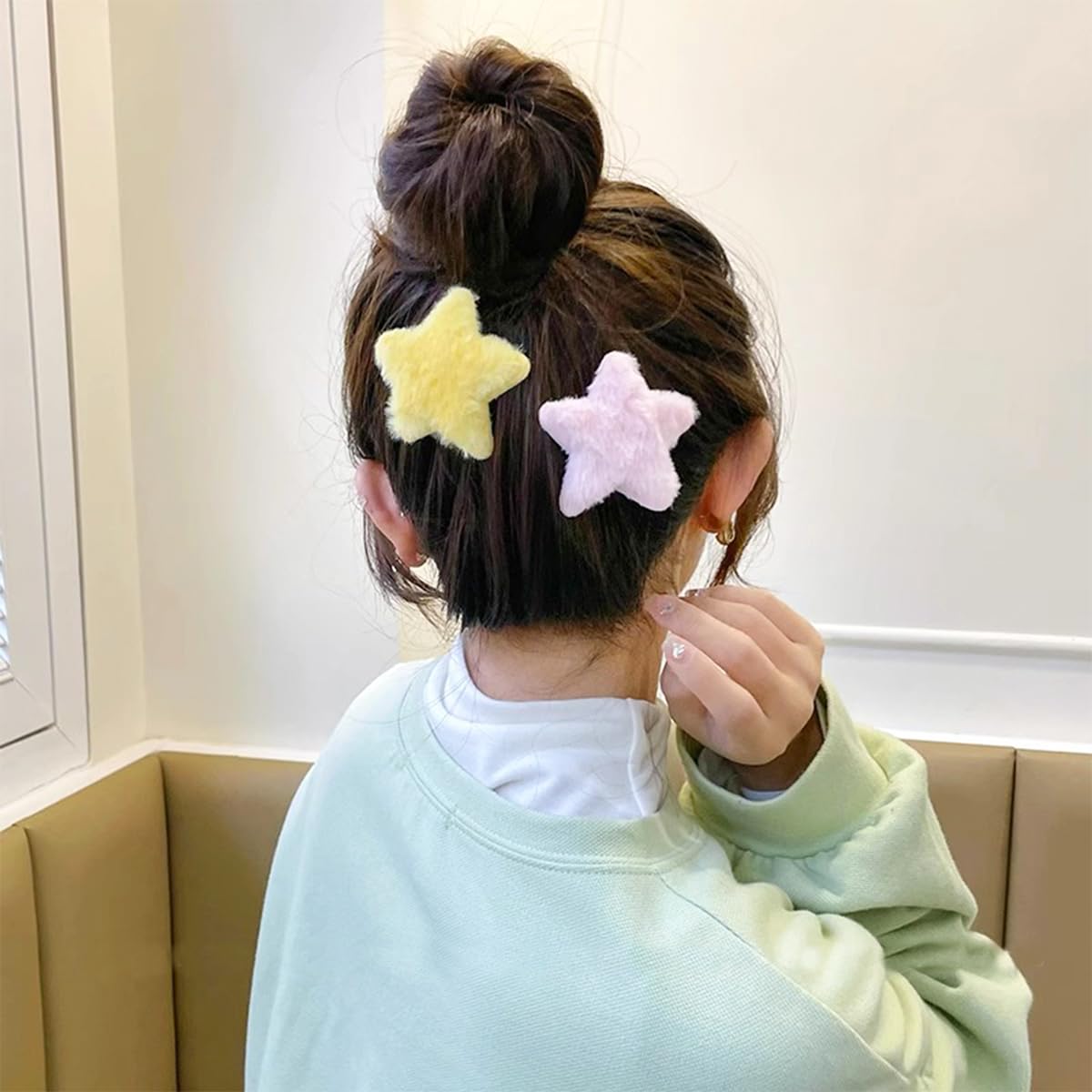 Amazon.co.jp: ふわふわスターヘアクリップ イエロースターヘアピン