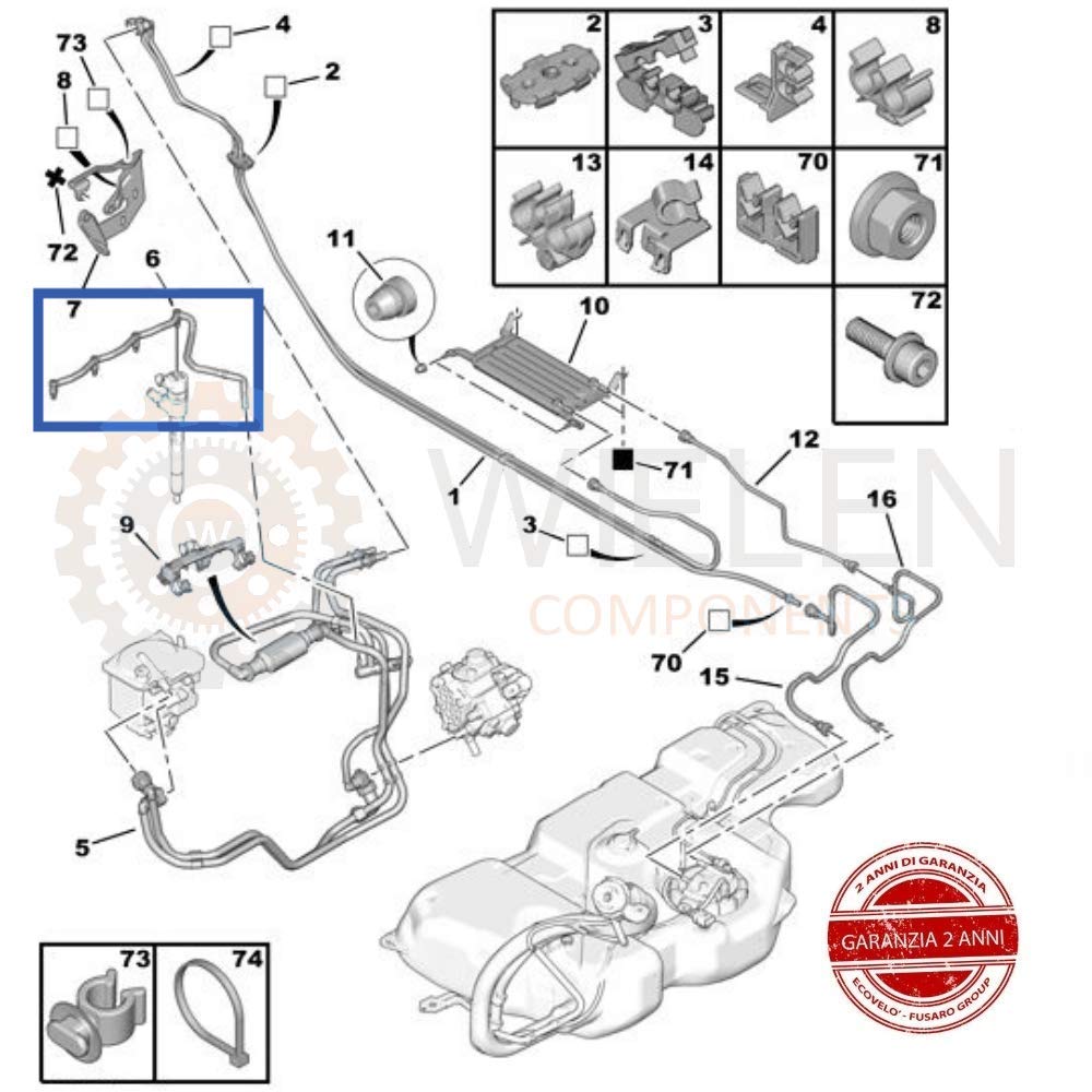 C-MAX, FIESTA V/VI, FOCUS C-MAX, FOCUS II 1.6 TDCI, C I T R O Ë N, P E U G E O T... 1.6 HDi KIT TUBI DI RITORNO INIETTORI CONDOTTO LINEA CARBURANTE COMPATIBILE OEM 1574.R2