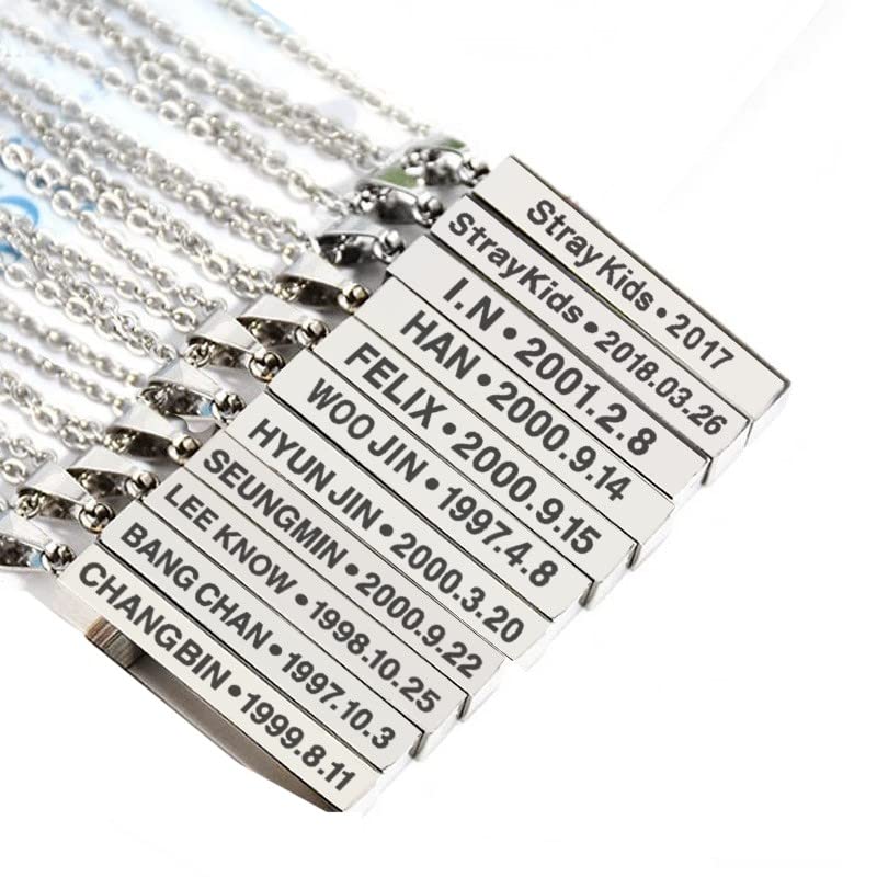 [ROSELLA] スキズ メンバー ネックレス 刻印 記念日グッズ ステンレス 紐付き (リノ)