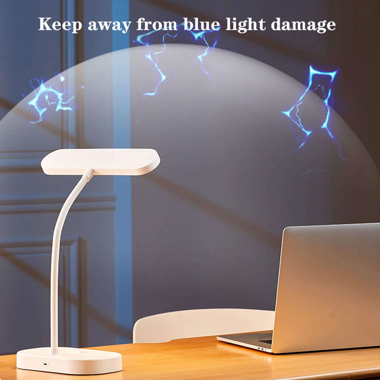 Lámpara Escritorio LED Lámpara de escritorio LED STEPLESESS Dimmable 3 Color Cambio de control recargable Lámpara de la mesa de la lámpara de la lámpara de la lectura con el soporte del teléfono, 360