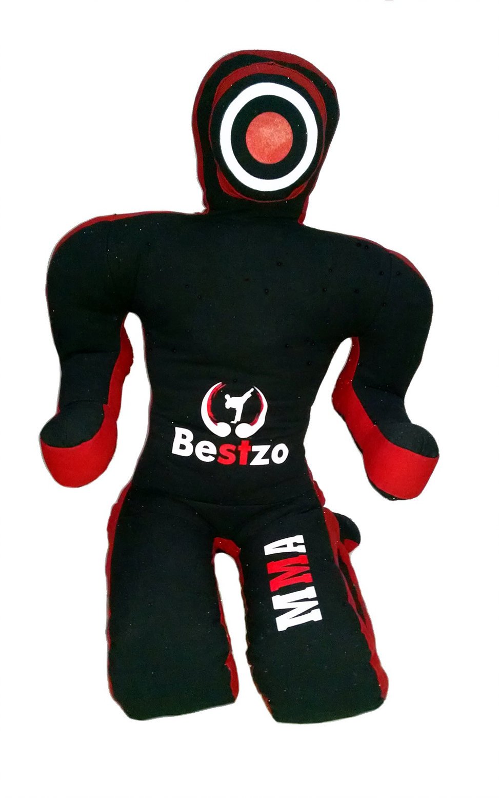 Bestzo MMA Jiu Jitsu Judo Punching Bag Grappling Dummy Sitting Position Canvas- Red & Black 70 inches