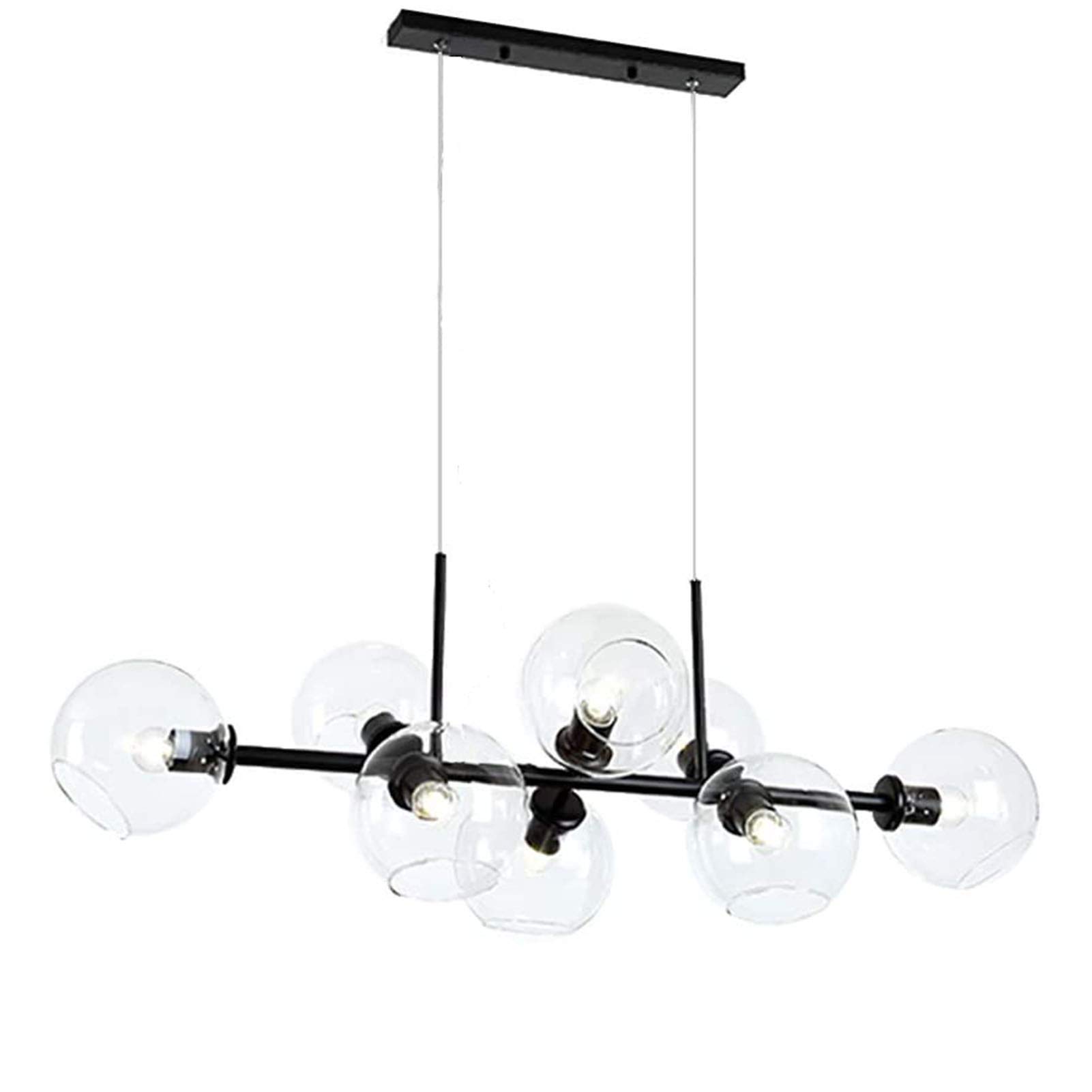 Nordic Post-modern Chandelier,Sputnik Glass Magic Bean Chandelier,Edison Lamp Shade Semi Flush Mount Industrial Style Livingroom Stairway Lounge Bar Café Club-Black plus transparent cover 8t
