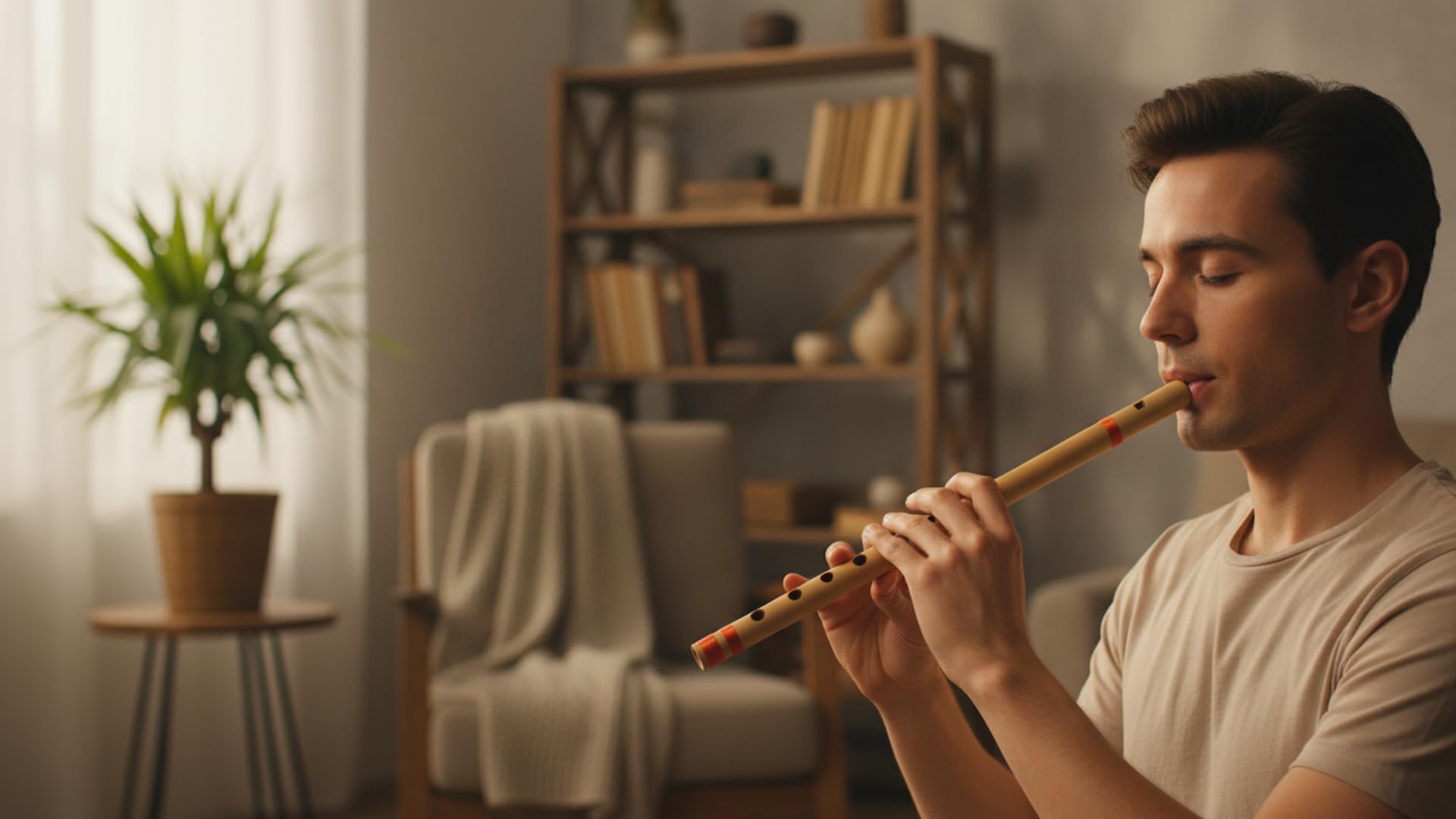 Idée cadeau d'anniversaire unique - Flûte indienne en bambou authentique de 35,6 cm - En forme de B - Instrument de musique traditionnel Bansuri fait à la main - Cadeau fantaisie pour lui, elle et