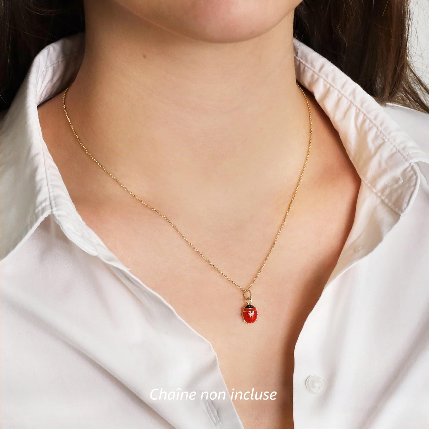 Lucchetta Pendentif Coccinelle Rouge Porte-bonheur en Or Jaune 14K