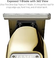 Vista 5 de Professional Hair Trimmer Cordless Outlining Trimmer T Liners Clippers for Men Rechargeable LED Display Zero Gapped Trimmers for Barbers（Gold